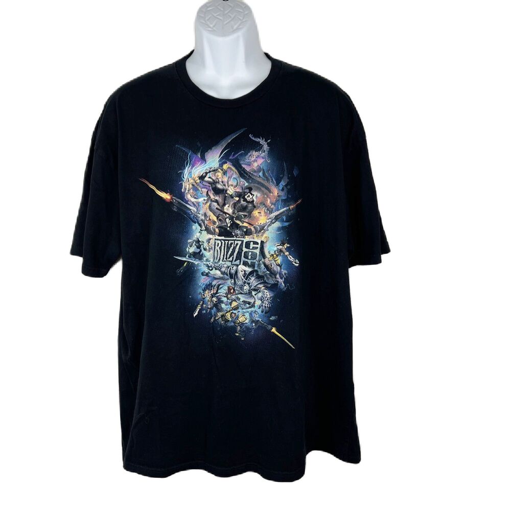 Blizzard Shirt Men 2X Black Short Sleeve Blizz Con Anaheim 2014 Graphic Tee